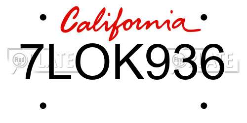 7LOK936 California License Plate