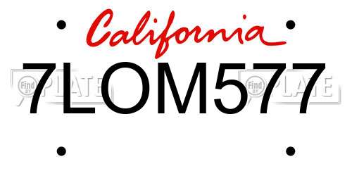 7LOM577 California License Plate