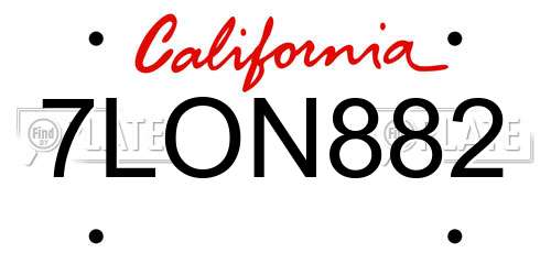 7LON882 California License Plate