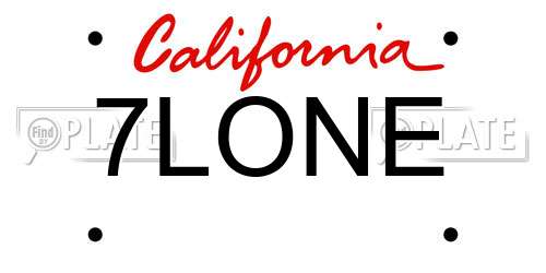 7LONE California License Plate