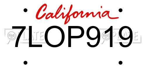 7LOP919 California License Plate