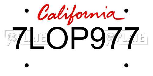 7LOP977 California License Plate