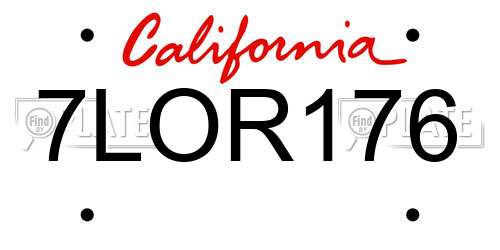 7LOR176 California License Plate