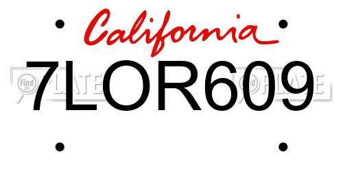 7LOR609 California License Plate