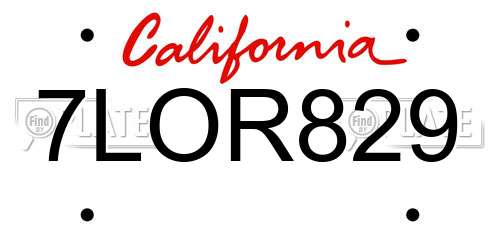7LOR829 California License Plate