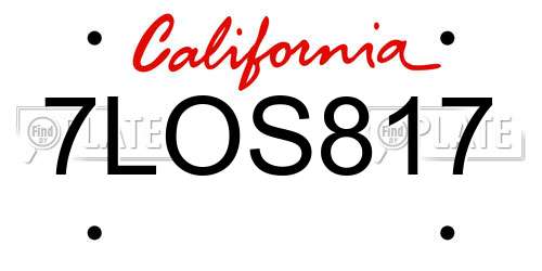 7LOS817 California License Plate