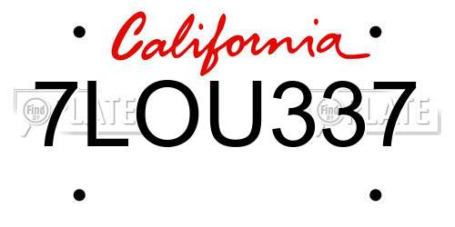 7LOU337 California License Plate