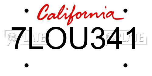 7LOU341 California License Plate