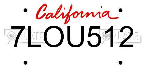 7LOU512 California License Plate