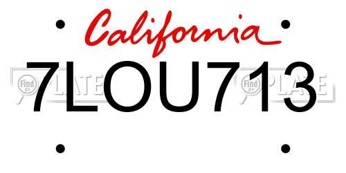 7LOU713 California License Plate