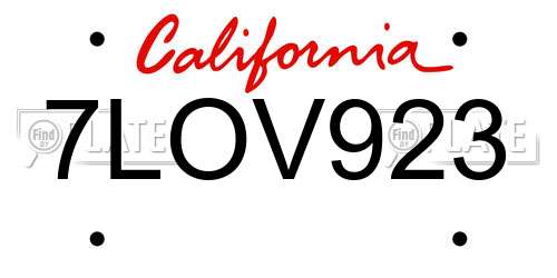 7LOV923 California License Plate