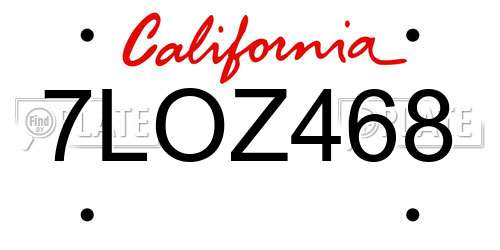7LOZ468 California License Plate