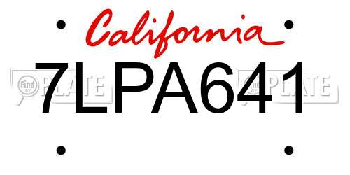 7LPA641 California License Plate