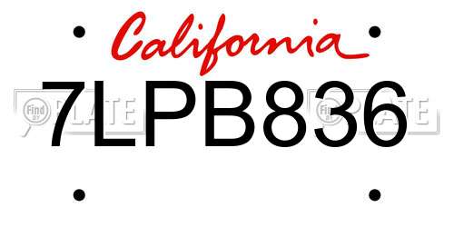 7LPB836 California License Plate