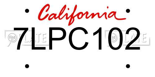 7LPC102 California License Plate