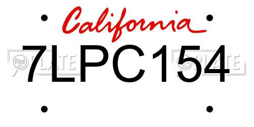 7LPC154 California License Plate