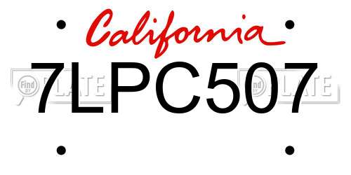 7LPC507 California License Plate