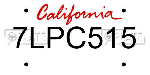 7LPC515 California License Plate