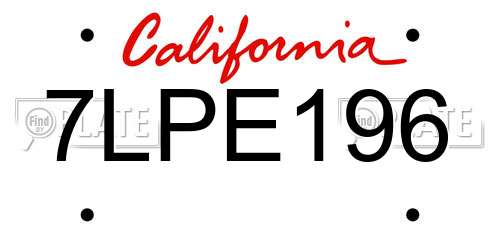 7LPE196 California License Plate