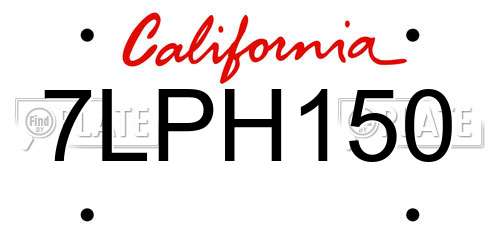 7LPH150 California License Plate