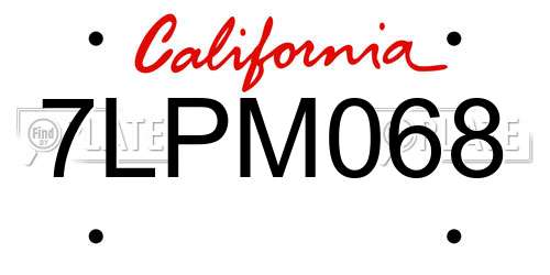 7LPM068 California License Plate