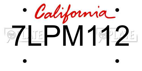 7LPM112 California License Plate