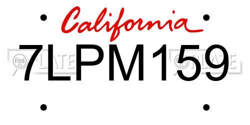 7LPM159 California License Plate