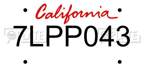 7LPP043 California License Plate