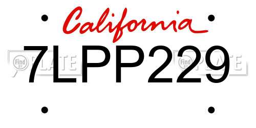 7LPP229 California License Plate