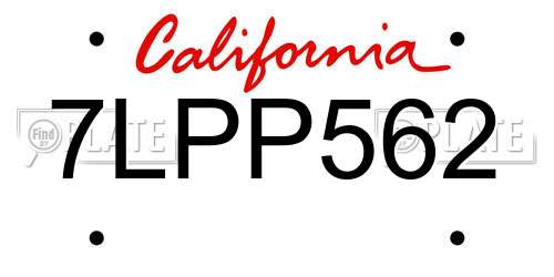 7LPP562 California License Plate