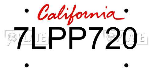 7LPP720 California License Plate