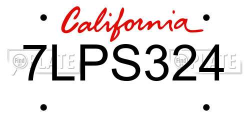 7LPS324 California License Plate