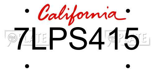 7LPS415 California License Plate