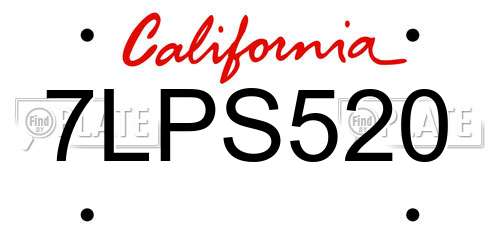 7LPS520 California License Plate