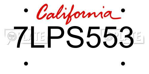 7LPS553 California License Plate