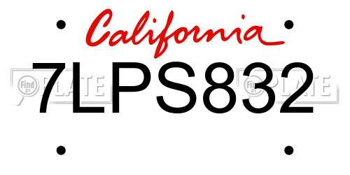7LPS832 California License Plate