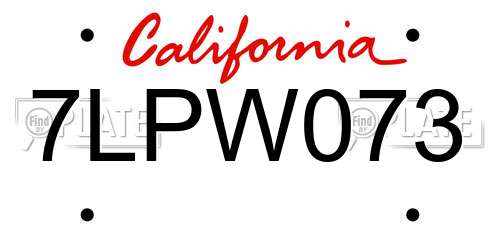 7LPW073 California License Plate