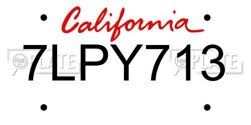 7LPY713 California License Plate