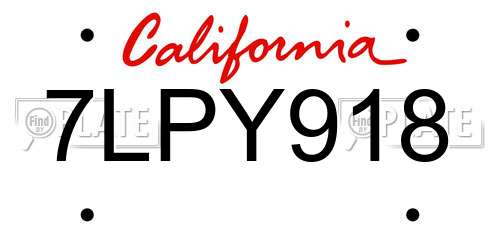 7LPY918 California License Plate