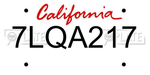 7LQA217 California License Plate