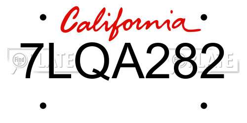 7LQA282 California License Plate