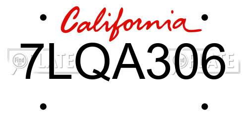 7LQA306 California License Plate