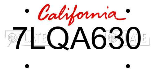 7LQA630 California License Plate