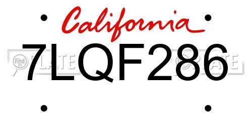 7LQF286 California License Plate