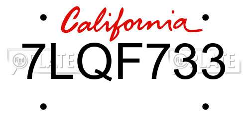 7LQF733 California License Plate
