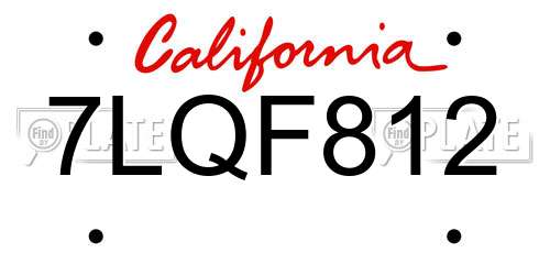 7LQF812 California License Plate