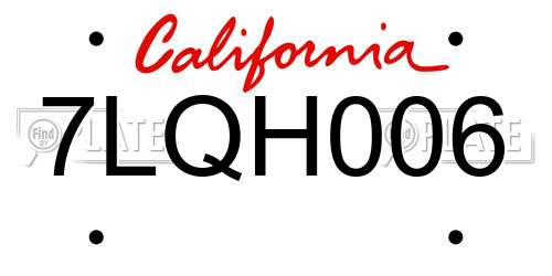 7LQH006 California License Plate