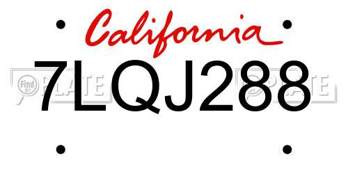 7LQJ288 California License Plate