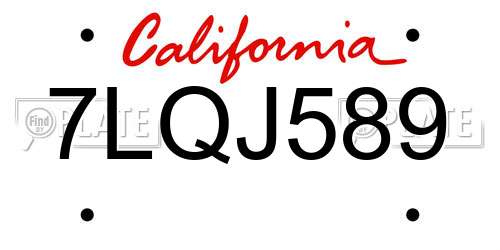 7LQJ589 California License Plate