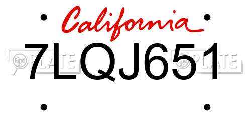 7LQJ651 California License Plate